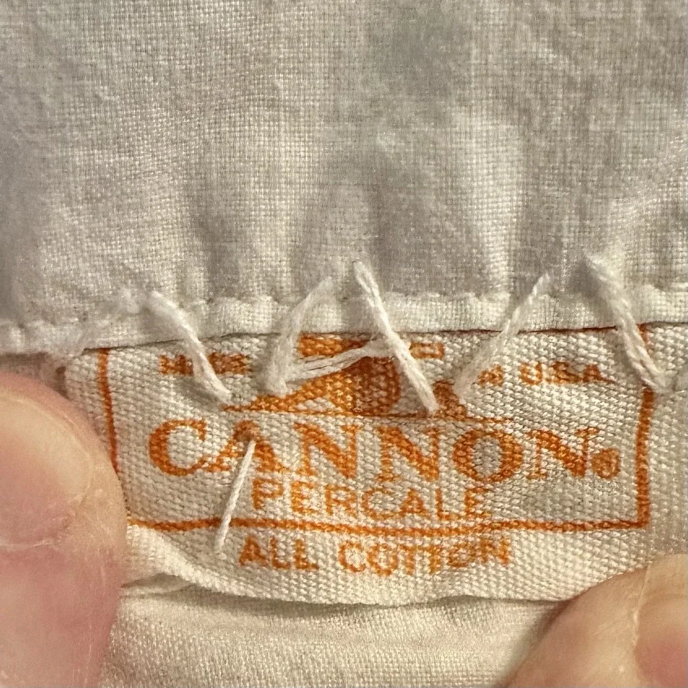 Vtg Cannon Federal Hand Decorated Standard Pillowcases Floral Cottagecore ^READ